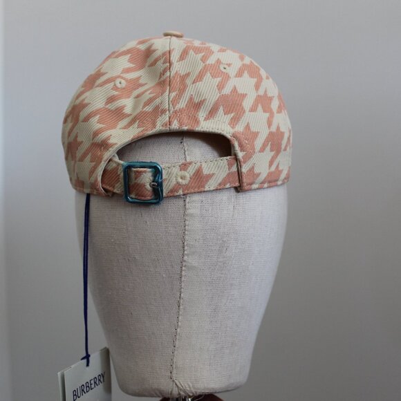 NWT Burberry Sherbet Houndstooth Baseball Twill Hat Cap S